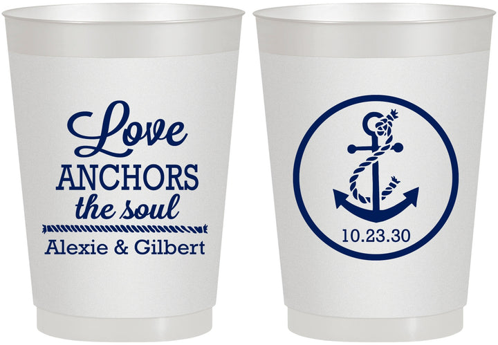 Personalized Wedding 10 oz Frosted Cups - Love Anchors The Soul | 440