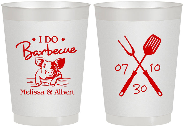Personalized Wedding 10 oz Frosted Cups - I Do Barbecue Bbq | 446