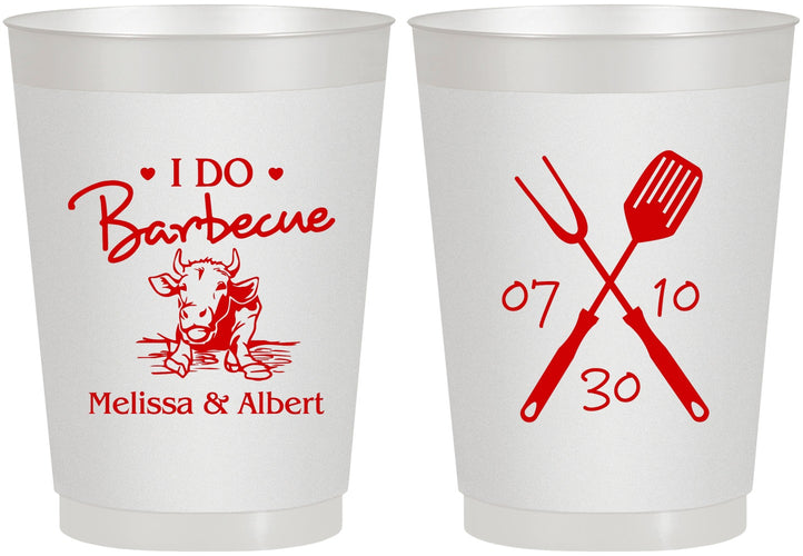 Personalized Wedding 10 oz Frosted Cups - I Do Barbecue Bbq | 447