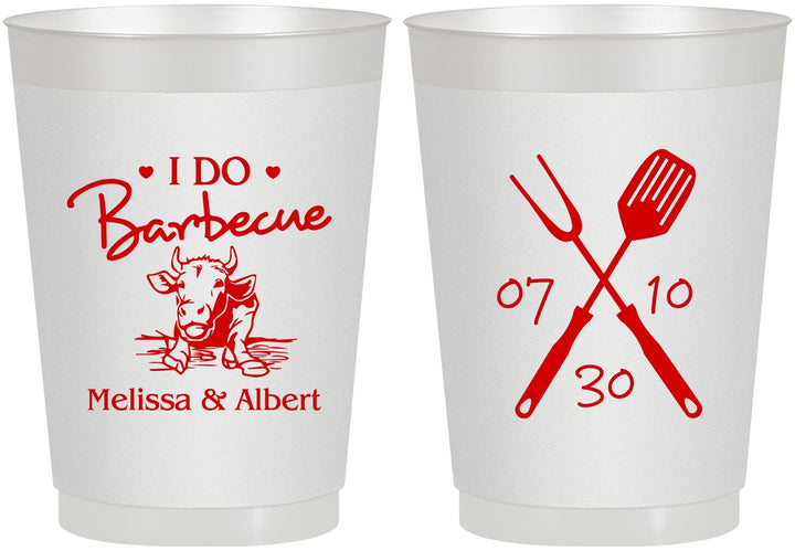 Personalized Wedding 10 oz Frosted Cups - I Do Barbecue Bbq | 447