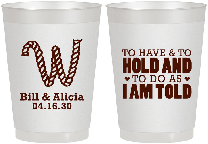 Personalized Wedding 10 oz Frosted Cups - To Have And To Hold | 449