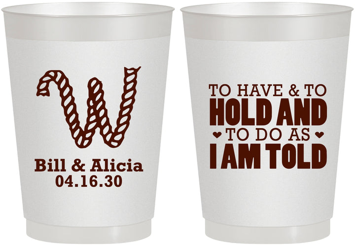 Personalized Wedding 10 oz Frosted Cups - To Have And To Hold | 449