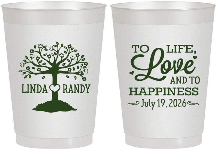 Personalized Wedding 10 oz Frosted Cups - Love And Happiness | 451