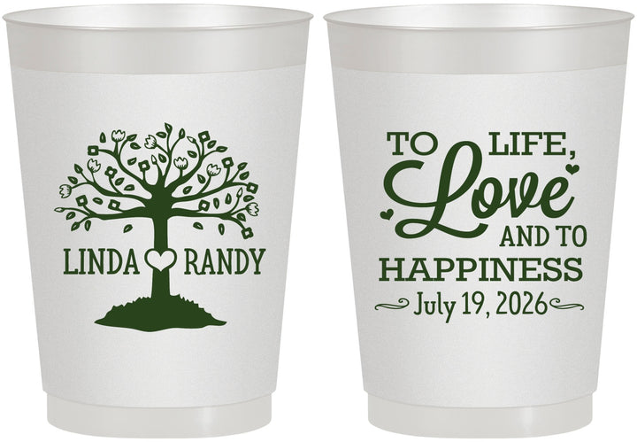 Personalized Wedding 10 oz Frosted Cups - Love And Happiness | 451