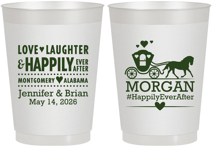 Personalized Wedding 10 oz Frosted Cups - Happily Ever After | 452