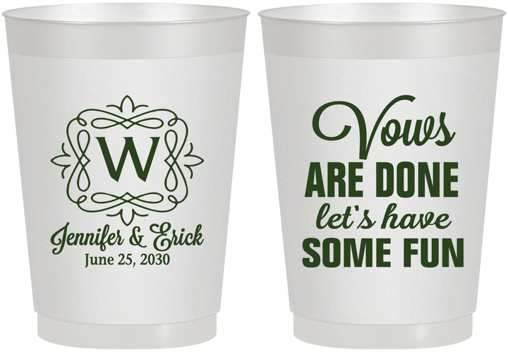 Personalized Wedding 10 oz Frosted Cups - Vows Are Done Have Fun | 460