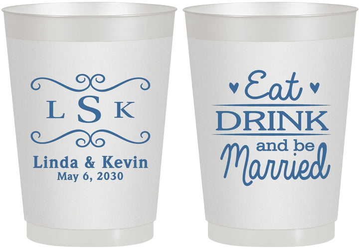 Personalized Wedding 10 oz Frosted Cups - Eat Drink Be Married | 463