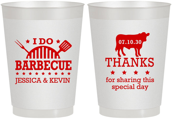 Personalized Wedding 10 oz Frosted Cups - I Do Barbecue Bbq | 468