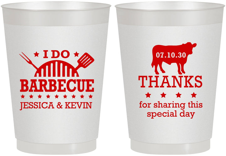 Personalized Wedding 10 oz Frosted Cups - I Do Barbecue Bbq | 468