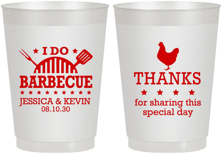 Personalized Wedding 10 oz Frosted Cups - I Do Barbecue Bbq | 469