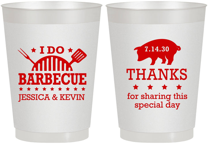 Personalized Wedding 10 oz Frosted Cups - I Do Barbecue Bbq | 470