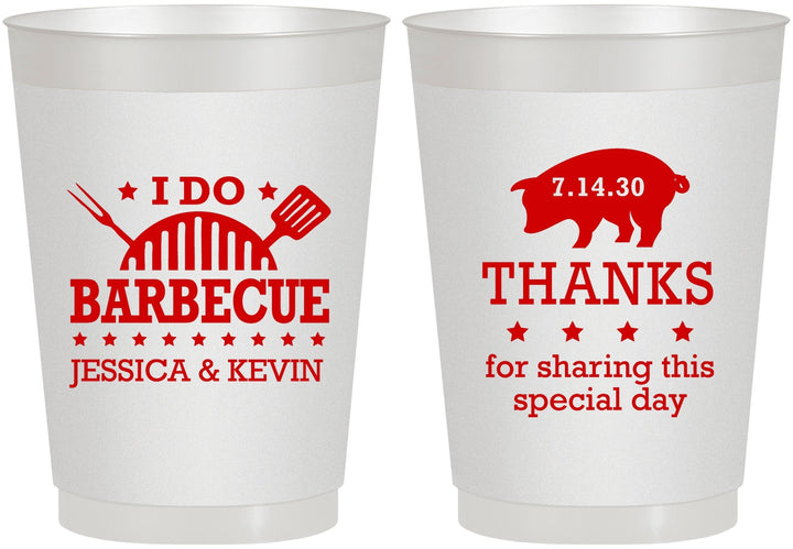 Personalized Wedding 10 oz Frosted Cups - I Do Barbecue Bbq | 470