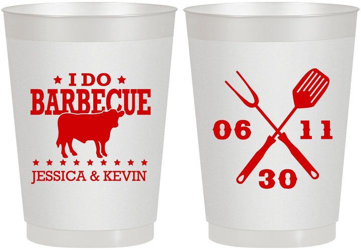 Personalized Wedding 10 oz Frosted Cups - I Do Barbecue Bbq | 471