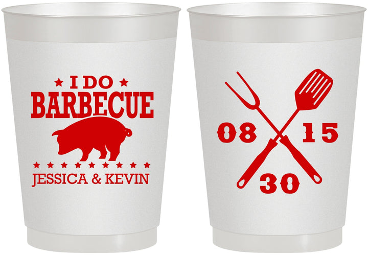 Personalized Wedding 10 oz Frosted Cups - I Do Barbecue Bbq | 473
