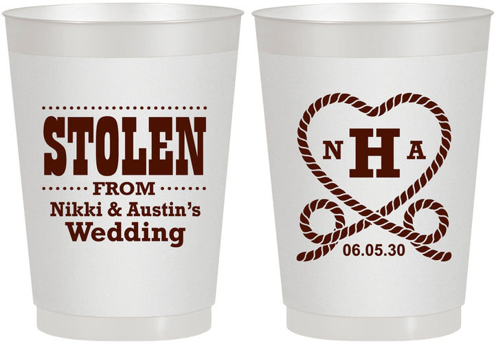 Personalized Wedding 10 oz Frosted Cups - Stolen Monogram | 474