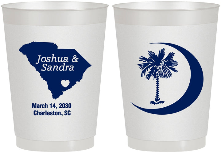 Personalized Wedding 10 oz Frosted Cups - Palmetto Tree | 475