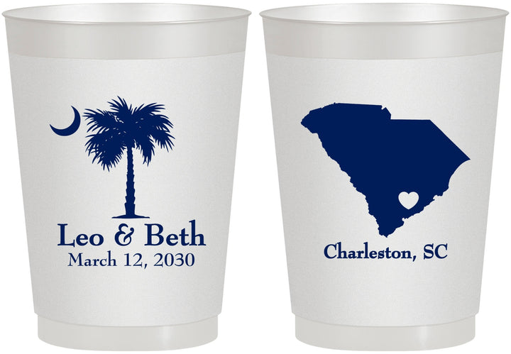 Personalized Wedding 10 oz Frosted Cups - Palmetto Tree | 476
