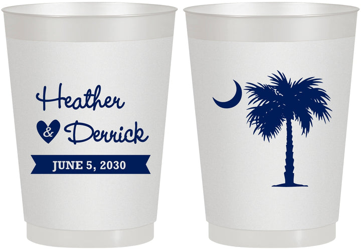 Personalized Wedding 10 oz Frosted Cups - Palmetto Tree | 477