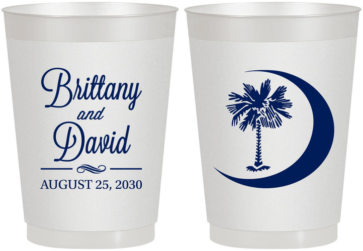 Personalized Wedding 10 oz Frosted Cups - Palmetto Tree | 478