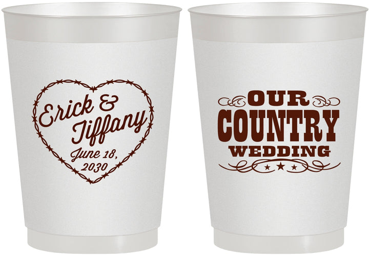 Personalized Wedding 10 oz Frosted Cups - Country Wedding | 484