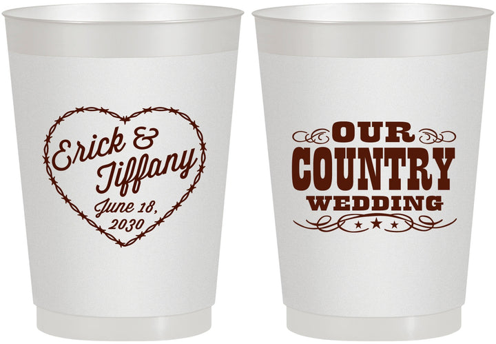 Personalized Wedding 10 oz Frosted Cups - Country Wedding | 484