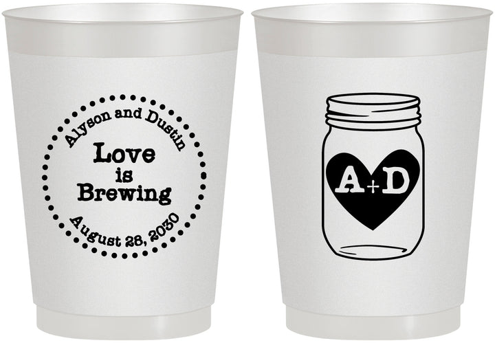 Personalized Wedding 10 oz Frosted Cups - Love Is Brewing | 486