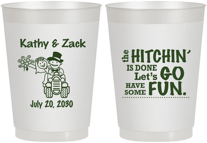 Personalized Wedding 10 oz Frosted Cups - Tractor Hitchin | 489