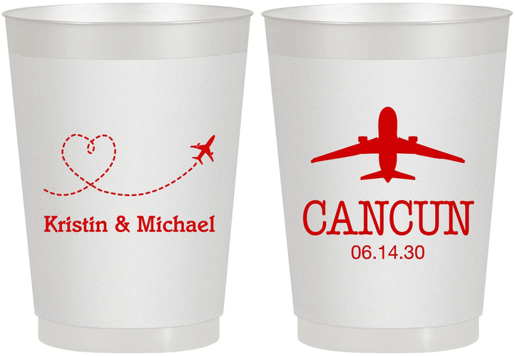 Personalized Wedding 10 oz Frosted Cups - Destination | 492