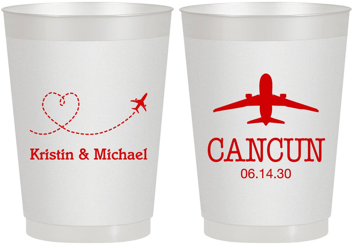 Personalized Wedding 10 oz Frosted Cups - Destination | 492