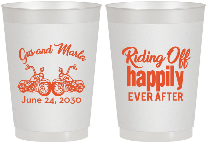 Personalized Wedding 10 oz Frosted Cups - Motorcycle | 493