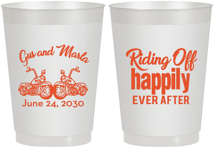 Personalized Wedding 10 oz Frosted Cups - Motorcycle | 493
