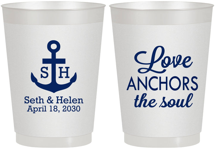 Personalized Wedding 10 oz Frosted Cups - Love Anchors The Soul | 494
