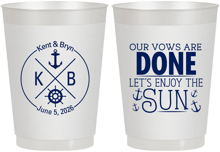 Personalized Wedding 10 oz Frosted Cups - Nautical | 495