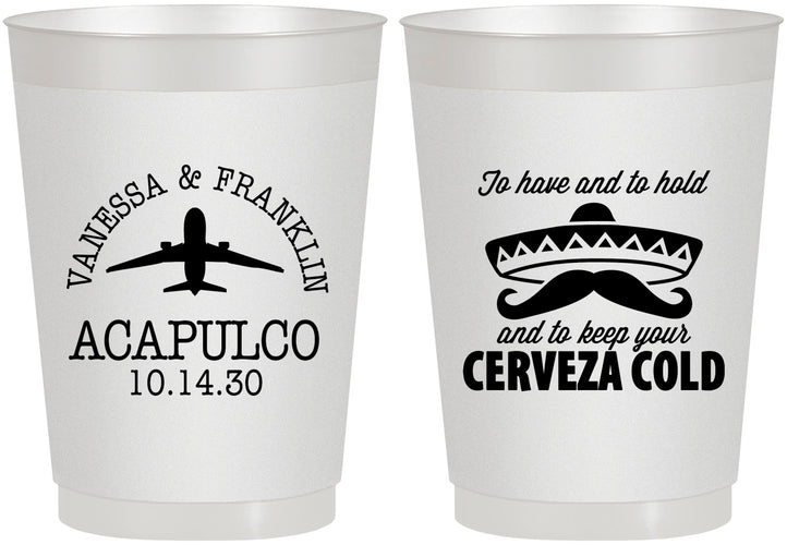 Personalized Wedding 10 oz Frosted Cups - Destination | 496