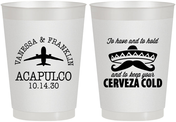 Personalized Wedding 10 oz Frosted Cups - Destination | 496