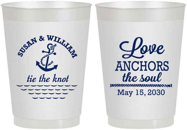 Personalized Wedding 10 oz Frosted Cups - Love Anchors The Soul | 498