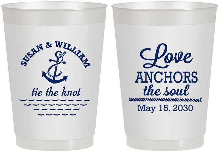 Personalized Wedding 10 oz Frosted Cups - Love Anchors The Soul | 498