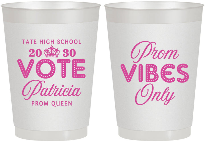 Personalized Prom 10 oz Frosted Cups - Queen Vote | 50017