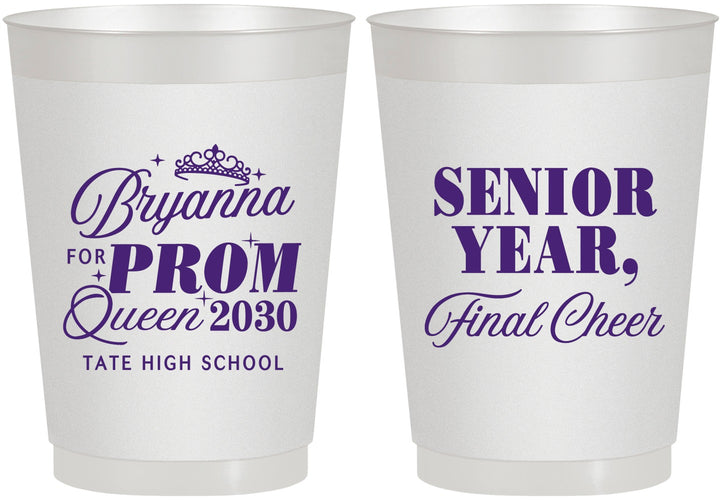 Personalized Prom 10 oz Frosted Cups - Queen Vote | 50018