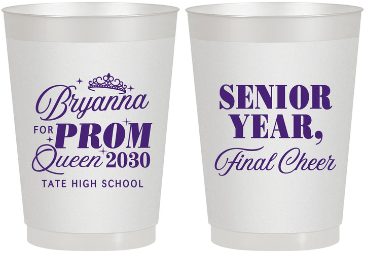 Personalized Prom 10 oz Frosted Cups - Queen Vote | 50018