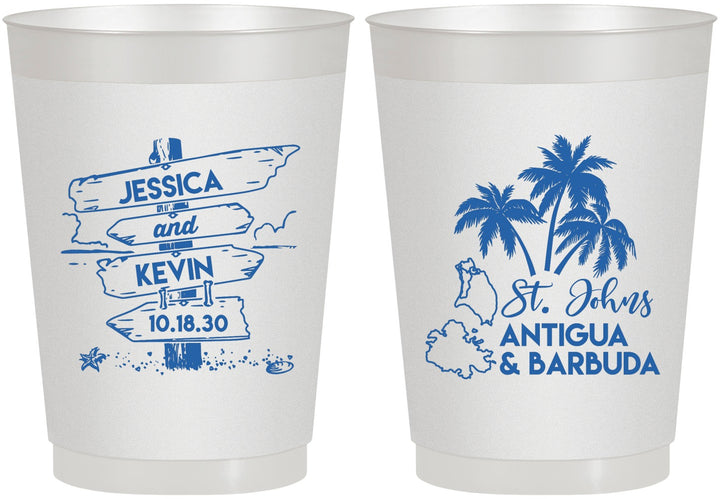 Personalized Wedding 10 oz Frosted Cups - Antigua And Barbuda | 503