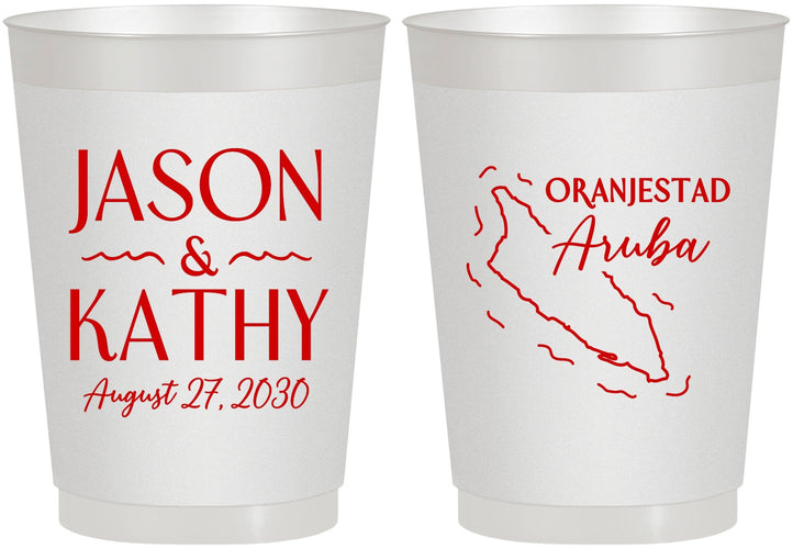 Personalized Wedding 10 oz Frosted Cups - Aruba | 504
