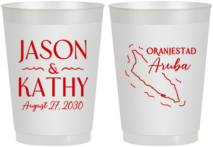Personalized Wedding 10 oz Frosted Cups - Aruba | 504