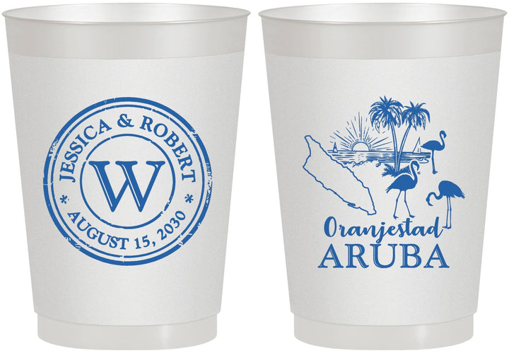 Personalized Wedding 10 oz Frosted Cups - Aruba | 505