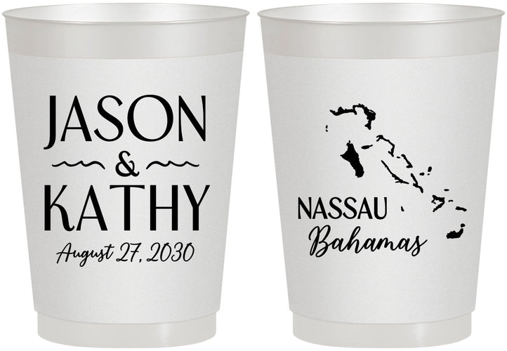 Personalized Wedding 10 oz Frosted Cups - Bahamas | 506
