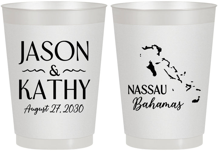 Personalized Wedding 10 oz Frosted Cups - Bahamas | 506
