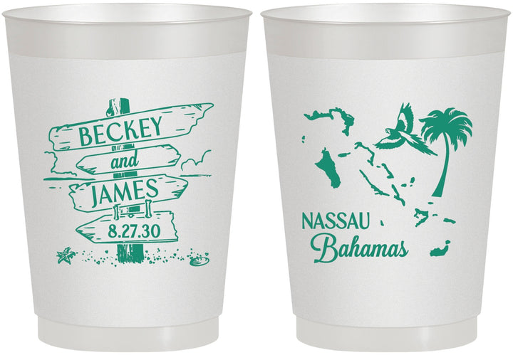Personalized Wedding 10 oz Frosted Cups - Bahamas | 507