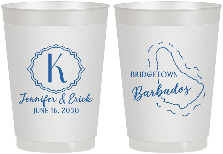 Personalized Wedding 10 oz Frosted Cups - Barbados | 508