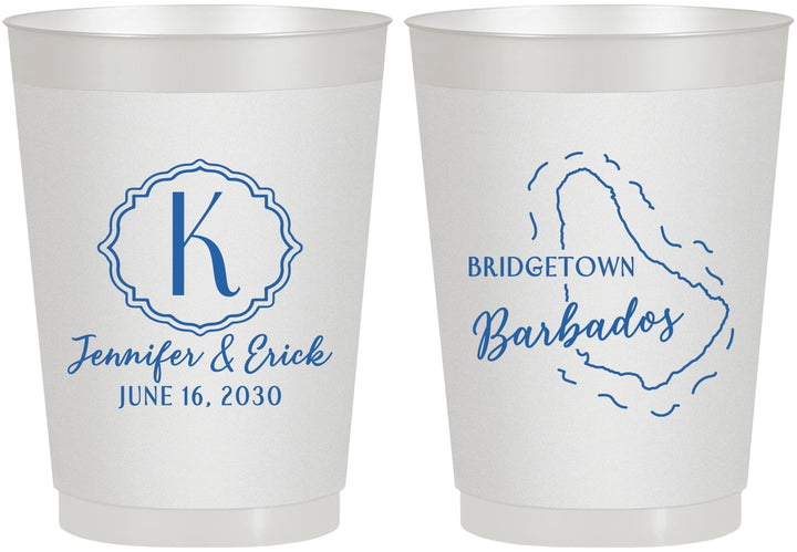 Personalized Wedding 10 oz Frosted Cups - Barbados | 508