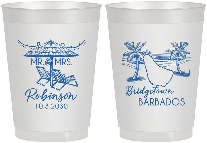 Personalized Wedding 10 oz Frosted Cups - Barbados | 509
